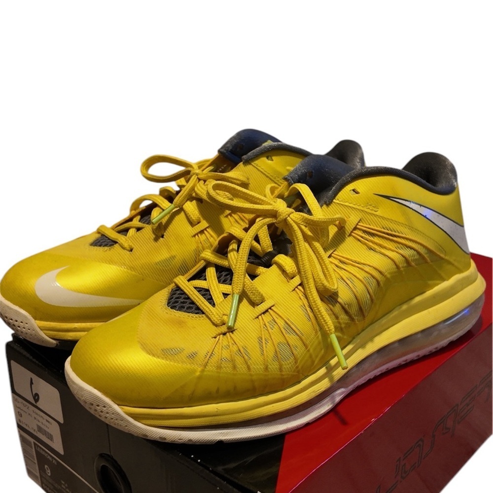 Nike Air Max Lebron 10 Low Sonic Yellow Grey, size 9 Minimalist Lagonlook